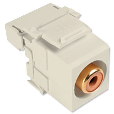 Leviton QuickPort RCA to 110 Snap-In Connector, Orange Insert, Light Almond